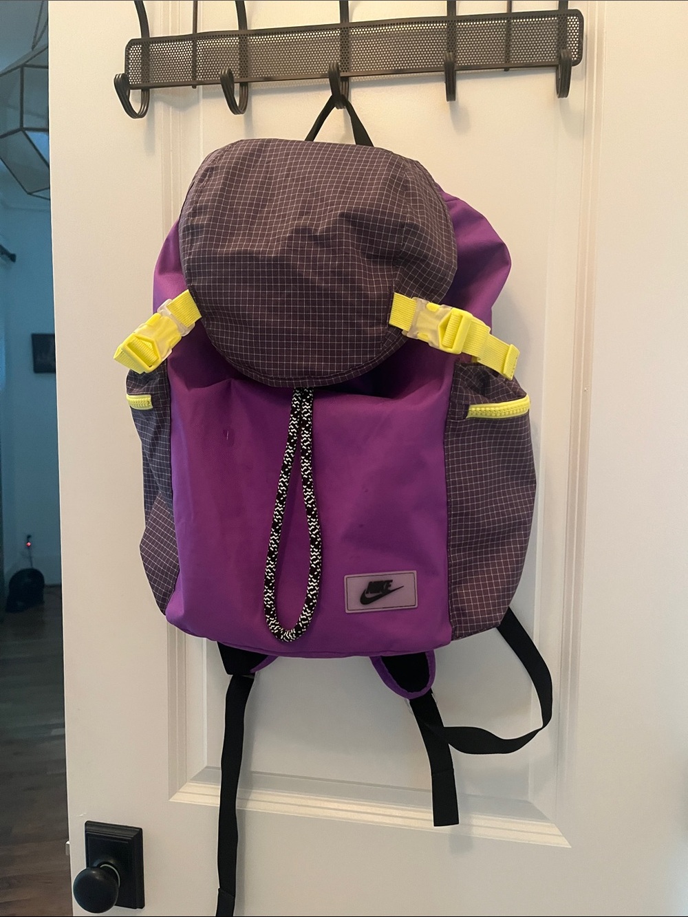 Nike Purple and Neon Yellow Rucksack